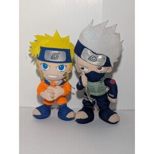 Set Of 2 Kakashi Hatake W Kunai & Naruto SHIPPUDEN 10" Plush (Great Eastern)